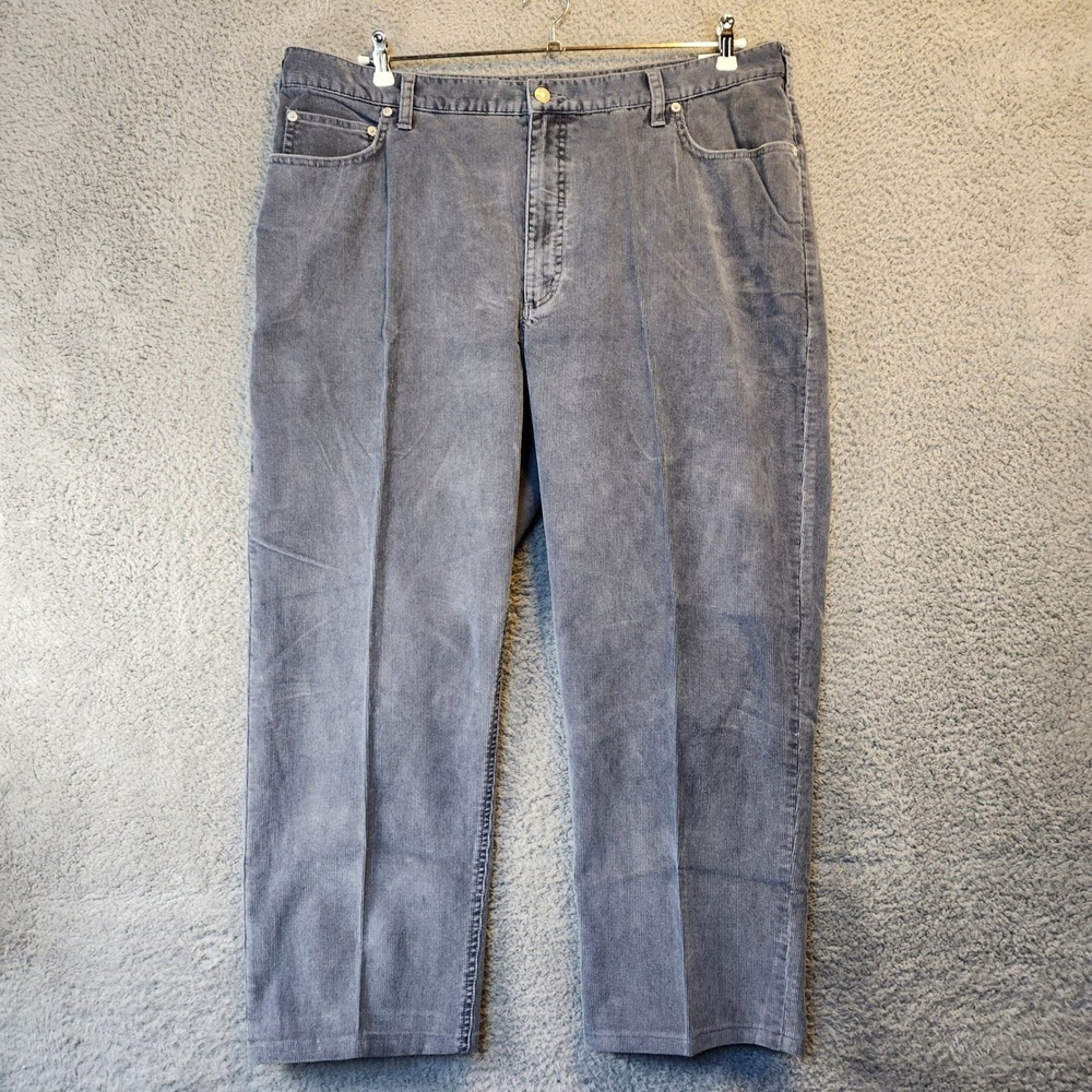Lands End Corduroy Pants Mens Size 42 (Fits 41x27) Straight Leg Cotton Gray
